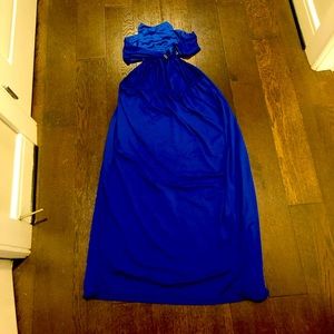 Royal blue stretchy maternity halter top dress